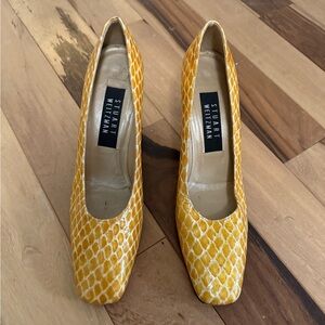 Stuart Weitzman Mustard Snakeskin Heels